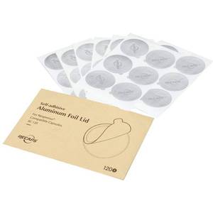 lot 15815 image: RECAPS Aluminum Espresso Lids Foil Seals Reusable Pods ONLY Compatible with Nespresso Small Original Line Coffee Pods (Lids 240 Pcs Only) 37mm in Diameter