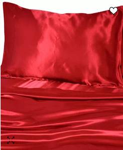 lot 15830 image: Luxbedding Satin Sheet Set Twin - Red