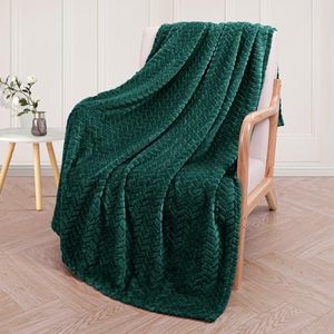 lot 15847 image: Exclusivo Mezcla Extra Large Flannel Fleece Throw Blanket, 50x70 Inches Leaves Pattern Soft Throw Blanket for Couch, Cozy, Warm, and Lightweight Blanket All Season Use, Forest Green Blanket