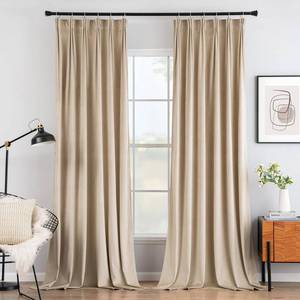 lot 15861 image: MIULEE Velvet Curtains 108 Inches Long 2 Panels - Luxury Room Darkening Curtains for Bedroom Living Room Thermal Insulated Super Soft Window Drapes Rod Pocket & Pinch Pleated, Camel Beige