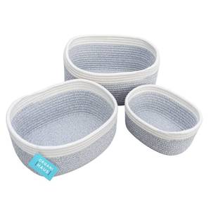 lot 15873 image: OrganiHaus 3-Pack Grey Baskets for Organizing  Cotton Rope Baskets for Storage  Baskets for Closet  Baby Storage Organizer  Decorative Storage Bins  Bathroom Small Woven Baskets for Organizing