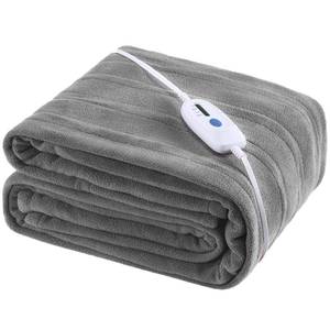 lot 15877 image: Electric Heated Blanket Twin Size 62x84 Home Bedding Use Controller with 4 Heating Levels and 10 Hours Auto Shut Off Soft Fleece Machine Washable -Grey