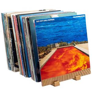 lot 15881 image: Benny Bass Vinyl Record Storage - Vinyl Record Holder for 65 Albums with Now Playing Vinyl Record Stand, LP Storage Furniture, Record Display, Vinyl Record Shelf, Record Organizer, Vinyl Record Dcor
