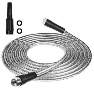 lot 15889 image: Garden Hose 50Ft, 304 Stainless Steel Metal Garden Hose, Flexible Hose Kink Free Tangle Free Pet Proof & Lightweight, Water Hose for Yard Outdoor RV