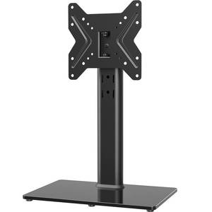 lot 15890 image: Universal Swivel TV Table Top TV Stand for 19 to 43 inch TVs with 90 Degree Swivel, 4 Level Height Adjustable, Heavy Duty Tempered Glass Base, Holds up to 99LBS HT02B-001