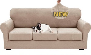 lot 15337 image: 2024 Newest 4 Pieces Couch Covers for 3 Cushion Couch Super Stretch Thick Soft Sofa Cover Anti Slip Sofa Slipcover Dogs Cats Furniture Protector (Khaki, 71-91)