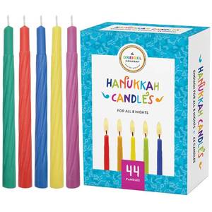 lot 16008 image: The Dreidel Company Menorah Candles Chanukah Candles 44 Colorful Hanukkah Candles for All 8 Nights of Chanukah (Single-Pack)