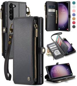 lot 16011 image: Defencase for Samsung Galaxy S23 Plus S23 Case, ��RFID Blocking�� for Samsung S23 Plus Wallet Case Women Men, PU Leather Magnetic Flip Strap Zipper Card Holder Phone Case for Galaxy S23 Plus, Black