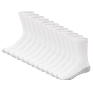 lot 16016 image: Hanes mens Double Tough Crew Socks, 12-Pair Pack fashion liner socks, White Grey Foot Bottom, 12-14 US