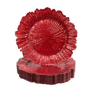 lot 16022 image: MAONAME Red Charger Plates Set of 12, Reef Plate Chargers for Dinner Plates, Plastic Decorative Plates for Table Setting