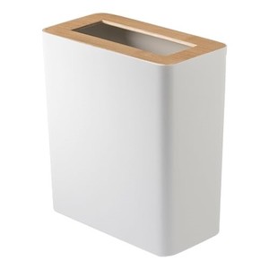 lot 16023 image: Yamazaki Home Trash Can - Small Modern Home Wastebasket for Bathroom Kitchen office Steel  Wood One Size Ash