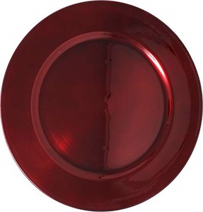 lot 16025 image: Ms Lovely Metallic Foil Charger Plates - Set of 6 - Made of Thick Plastic - Dark Red