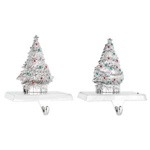 lot 16026 image: Klikel Stocking Holder Set of 2 - Christmas Tree Stocking Hanger for Mantel - Metal Christmas Stocking Holder for Fireplace Mantle - Heavy Stocking Holder for Mantle - Christmas Tree with Stones