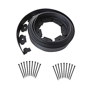 lot 16027 image: Landscape Edging Border 20ft Garden Edging Kit Plastic Edging for Landscaping with 20 Stakes 1 Connectors for Garden, Grass, Yard, Lawn Edging 2in Tall