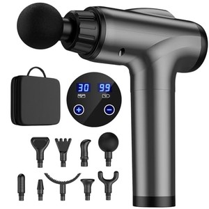 lot 16028 image: JQX Massage Gun Deep Tissue, Handheld Electric Body Muscle Massage Gun, High Percussion Vibration Back Neck Massager for Athletes with 30 Speed Levels & 9 Heads, Gifts for Men and Women Grey