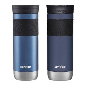 lot 16032 image: Contigo 20oz Vacuum-Insulated Stainless Steel Leak-Proof Travel Mug, Keeps Drinks HotCold - 2-Pack Blue Corn & Midnight Berry