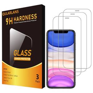 lot 16037 image: Qularlans 3 Pack Screen Protector for iPhone 11XR 6.1 Inch, 9H Hardness Shock Resistant Tempered Glass HD Ultra Clear