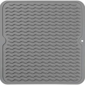 lot 16063 image: MicoYang Silicone Dish Drying Mat for Multiple Usage,Easy clean,Eco-friendly,Heat-resistant Silicone Mat for Kitchen Counter or Sink,Refrigerator or Drawer liner Grey M 12 inches x 12 inches