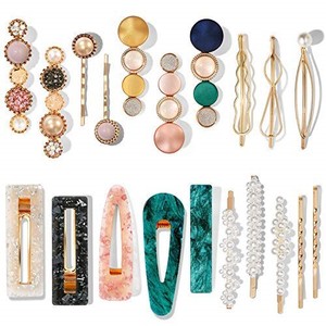 lot 16068 image: Mehayi 16 PCS Macaron Pearl Acrylic Resin Fashion Hair Clips Set, Cute Hair Barrettes Bobby Pins, Boho Fancy Hairpin Accessories Headwear Styling Tools, Gifts for Women Girls Decorative Wedding