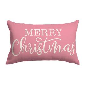 lot 16069 image: LOMCHEN Pink Christmas Lumbar Pillow Cover 12x20 Inches for Christmas Decorations Merry Christmas Throw Pillow Covers Winter Holiday Cushion Case Decoration for Sofa Couch