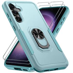 lot 16082 image: Janmitta for Samsung Galaxy S23 FE Case with 2 Pcs Screen Protector,Heavy Duty Shockproof Full Body Phone Cover Built in Rotatable Metal Ring Holder Kickstand,2023 Mint Green