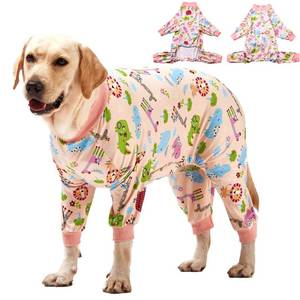 lot 16085 image: LovinPet Large Dog Clothes Pajamas for Large Dogs, Slim FitLightweight Pullover Dog PJs, Full CoverageAnimals Allover Pink PrintPet PajamasLarge