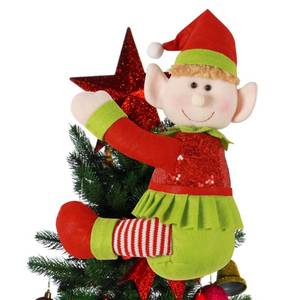 lot 16089 image: Elf Tree Topper Christmas Decorations,Unique Funny Xmas Plush Stuffed Elf Hugger Decor for Christmas Tree Wine Bottle Curtain Ornaments,Red Green