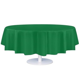 lot 16091 image: ZIMPLEWARE Green Standard Disposable Plastic Party Tablecloth 5-Pack 84 Round Table Cover for Indoor & Outdoor Use