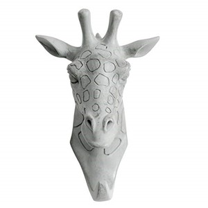 lot 16093 image: HERNGEE Giraffe Head Single Wall HookHanger Animal Shaped Coat Hat Hook Heavy Duty, Rustic, Decorative Gift, Grey