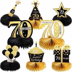 lot 16098 image: 8 Pieces 70th Birthday Honeycomb Centerpieces Table Toppers Seventy Years Birthday Decorations Cheers to 70 Years Table Decorations for 70th Birthday Party
