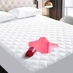 lot 16110 image: MEELUS Queen Size Mattress Pad Protector Waterproof Quilted Fitted Bed Cover Cooling Deep Pocket Fits 8��-21�� Noiseless Breathable Soft Absorbent Washable Lasting Stain Protection, White Appears Full size