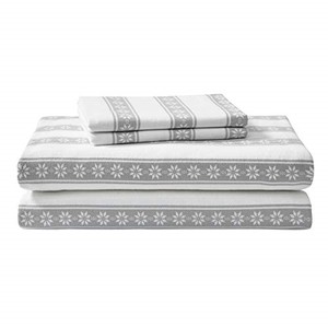 lot 16111 image: Eddie Bauer - King Sheets, Cotton Flannel Bedding Set, Brushed for Extra Softness, Cozy Home Decor (Snowflake Fair Isle, King)