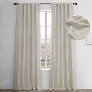 lot 16112 image: HPD Half Price Drapes Faux Linen Room Darkening Curtains - 84 Inches Long Luxury Linen Curtains for Bedroom & Living Room (1 Panel), 50W X 84L, Birch