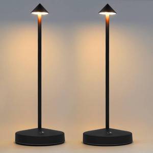 lot 16118 image: ShangKyun 2 Pack Rechargeable Table Lamps, Upgraded Portable LED Cordless Desk Lamp, 6000mAh Battery Operated Table Light, 3 Color Stepless Dimmable Night Light for RestaurantIndoorOutdoor (Black)