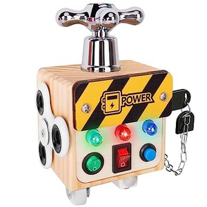lot 16128 image: Zeoddler Toddler Toys for 1 2 3 Year Old, LED Busy Cube for Kids, Sensory Toys for Toddlers, Wooden Montessori Toys for Travel, Preschool Educational Toys for Kids, Birthday Gifts for Boys, Girls