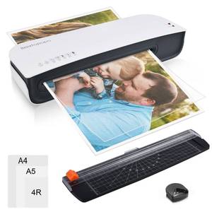 lot 16144 image: Laminator, A4 Laminator Machine, 9 Inch Thermal Laminator Machine, 4 in 1 Personal Desktop Cold Laminator with Paper Cutter and Corner Rounder 15 Laminating Pouches for Office School Business Use