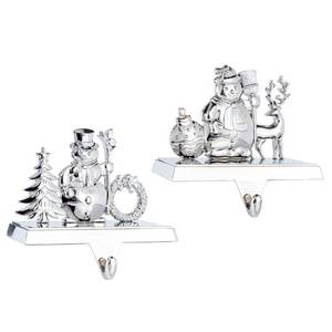lot 16147 image: Klikel Stocking Holder Set of 2-2D Snowman and Snowlady Metal Stocking Hanger for Mantel - Snow Couple Christmas Stocking Holder for Fireplace Mantle - Snowman Heavy Stocking Holder for Mantle
