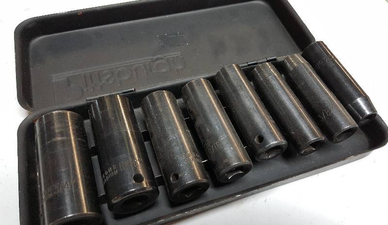 lot 6113 image: HD 38 socket drive Impact SAE deep 6 point socket set.  Size 516 thru 34