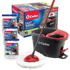 lot 37359 image: O-Cedar Easywring Microfiber Spin Mop & Bucket Floor Cleaning System with 3 Extra Refills
