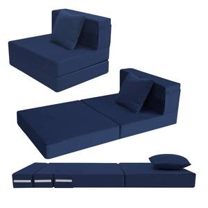 lot 37381 image: MeMoreCool Foldable Futon Chair Bed Sleeper for Adults, Twin Sofa Bed Folding Mattress 6 Inch, Fold Out Couch Bed with Pillow, Convertible Foam Floor Sofa Sleeping Tri Fold Mattress Chair (Navy) - Retail $143.36