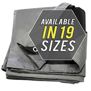 lot 37390 image: Tarp Cover SilverBlack Heavy Duty Thick Material, Waterproof, Great for Tarpaulin Canopy Tent, Boat, RV Or Pool Cover