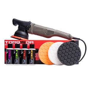 lot 37393 image: Chemical Guys TORQ15DA 15MM Long-Throw Random Orbital Polisher Kit, Digital Display, (Safe for Cars, Trucks, SUVs, & More) 900W, 15mm Orbit - 8 Items - Retail $242.55. Powers up and works. Appears slightly used