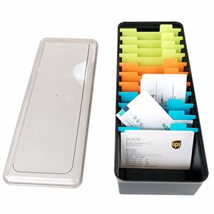 lot 37398 image: Business Card Holder Box Business Card File Card Storage Box Organizer, Large Capacity for 500 Cards, Index Card Storage Box, 11 Divider