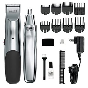 lot 37403 image: Wahl Groomsman Rechargeable Beard Trimmer kit for Mustaches, Nose Hair, and Light Detailing and Grooming with Bonus WetDry Battery Nose Trimmer �� Model 5622v