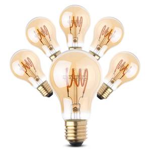 lot 37410 image: SIJUNSI 6 Pack LED Edison Bulb, Flexible Spiral Filament, Dimmable A19, Amber Glass,2200K Warm White, E26 Base, 4W(40W Equivalent), 320LM, Patented