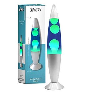lot 37428 image: Jambo 16-Inch Beautiful Liquid Lamp- Blue with YellowGreen Wax, Relaxing Night Light Nighlight Home Decor Living Room Office Bedroom Lamp for Adults, Teens, and Kids, Magma Lamp