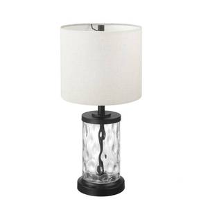 lot 37436 image: Globe Electric 61000044 20 Fillable Watered Glass Table Lamp, Oil-Rubbed Bronze Base, Beige Linen Shade, Black Cord, OnOff Rotary Switch