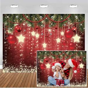 lot 37465 image: CHAIYA 10x8ft Christmas Red Photography Backdrop Christmas Theme Backdrop New Year Decoration Background Family Party Baby Shower Decorations CY-128