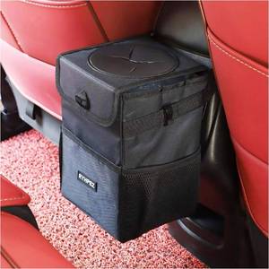 lot 37468 image: Ryhpez Car Trash Can with Lid - Car Trash Bag Hanging with Storage Pockets Collapsible and Portable Car Garbage Bin