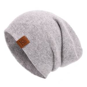 lot 37470 image: jaxmonoy Wool Cashmere Slouchy Knit Beanies Winter Hats for Women Men Soft Warm Double Layer Reversible Slouch Cuffed Skull Beanie Cap - Light Grey